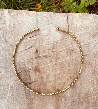 Twisted Choker Brass Necklace / Rustic / Gypsy / Lightweight / Boho / Tribal / Hippie / Rustic / Vegan / Aztec