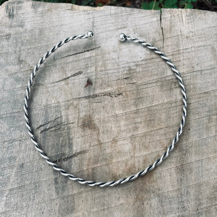 Twisted Choker Silver Necklace / Rustic / Gypsy / Lightweight / Boho / Tribal / Hippie / Rustic / Vegan / Aztec