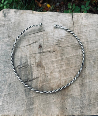 Twisted Choker Silver Necklace / Rustic / Gypsy / Lightweight / Boho / Tribal / Hippie / Rustic / Vegan / Aztec