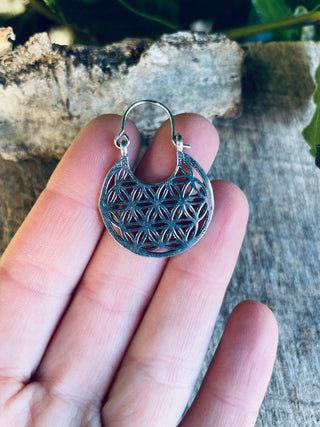 Small Boho Silver Hoop Earrings; Ethnic, Geometric, Small, Rustic, Yoga, Hippie, Gypsy, Pretty, Ssy, Boho, Bohemian, Festival
