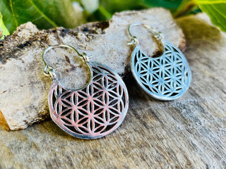 Small Boho Silver Hoop Earrings; Ethnic, Geometric, Small, Rustic, Yoga, Hippie, Gypsy, Pretty, Ssy, Boho, Bohemian, Festival