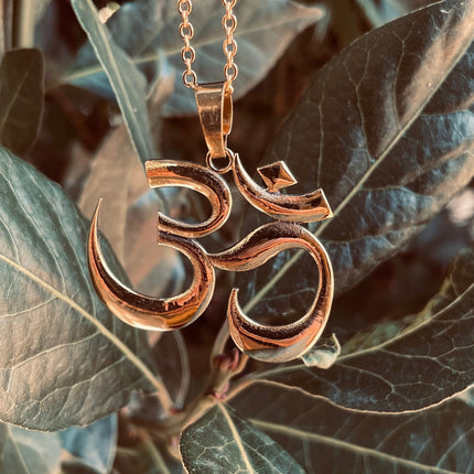 Gold Ohm Necklace Yoga Boho Jewellery Brass Ethnic Style Bohemian Look Psytrance Tribal Gift for Her Festival Travelling