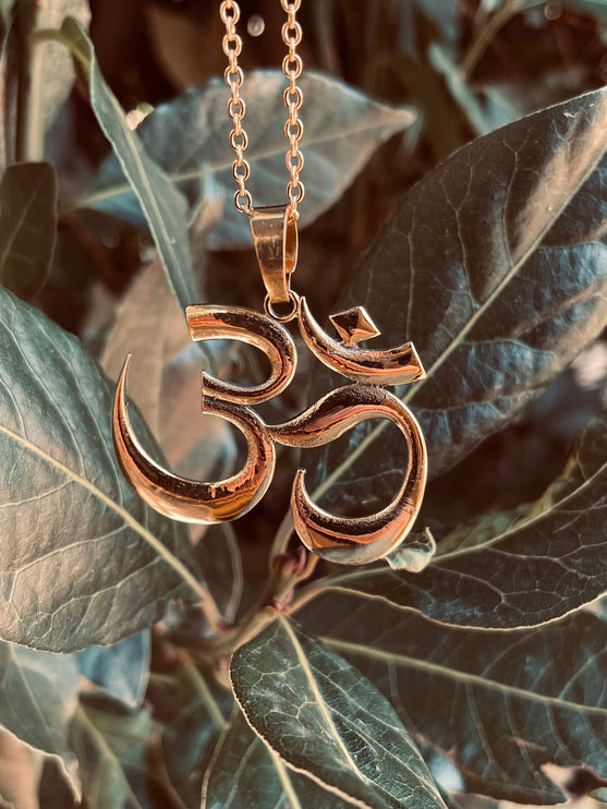 Gold Ohm Necklace Yoga Boho Jewellery Brass Ethnic Style Bohemian Look Psytrance Tribal Gift for Her Festival Travelling