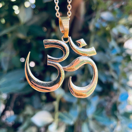 Gold Ohm Necklace Yoga Boho Jewellery Brass Ethnic Style Bohemian Look Psytrance Tribal Gift for Her Festival Travelling