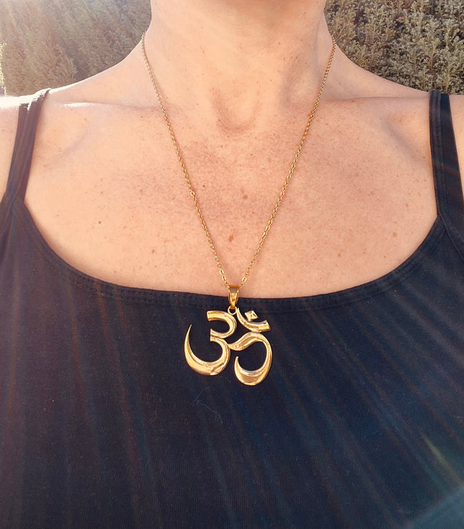 Silver Ohm Necklace Yoga Boho Jewellery Brass Ethnic Style Bohemian Look Psytrance Tribal Gift for Her Festival Travelling