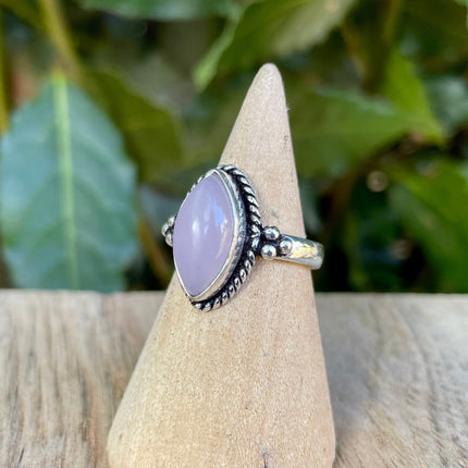 Rose Quartz Silver Ring / Crystal Healing / Boho / Ethnic / Rustic / Festival / Tribal / Blue / Hippie / Gypsy / Psy / Stone / Healing