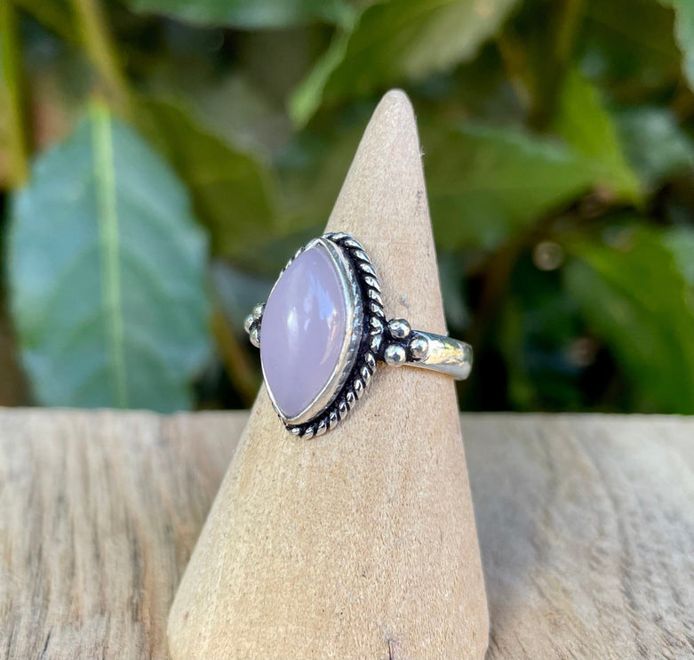 Rose Quartz Silver Ring / Crystal Healing / Boho / Ethnic / Rustic / Festival / Tribal / Blue / Hippie / Gypsy / Psy / Stone / Healing