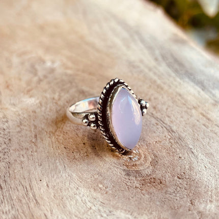 Rose Quartz Silver Ring / Crystal Healing / Boho / Ethnic / Rustic / Festival / Tribal / Blue / Hippie / Gypsy / Psy / Stone / Healing