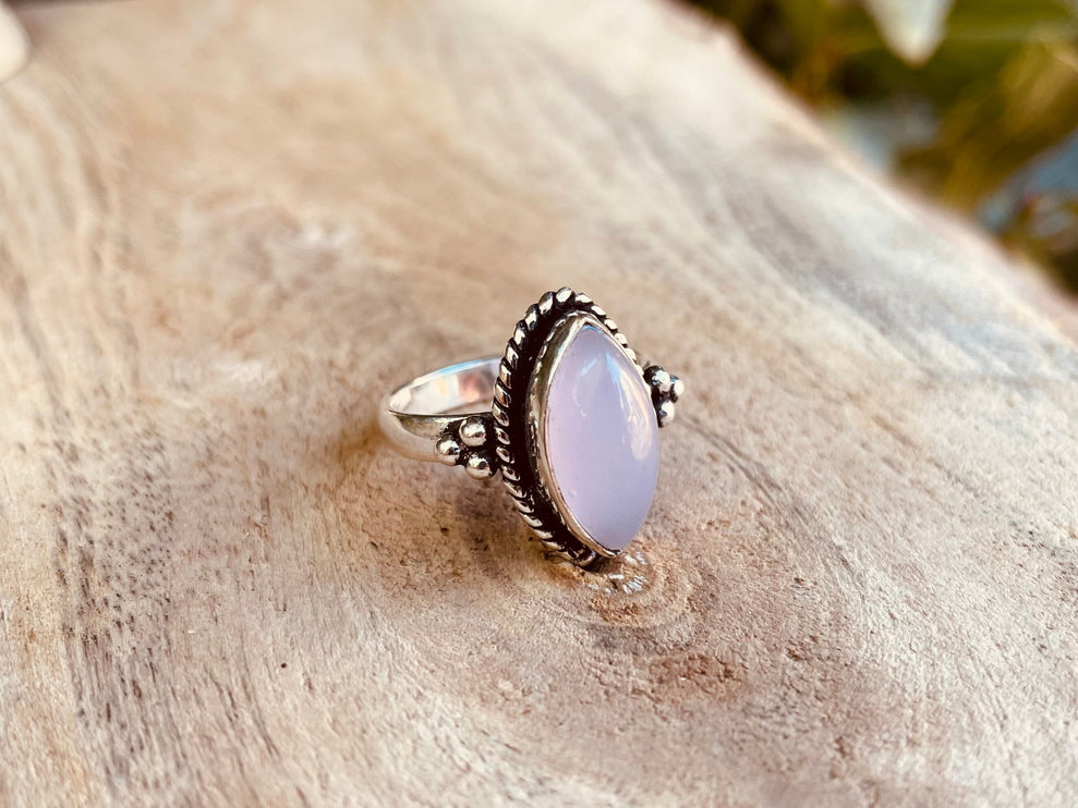 Rose Quartz Silver Ring / Crystal Healing / Boho / Ethnic / Rustic / Festival / Tribal / Blue / Hippie / Gypsy / Psy / Stone / Healing