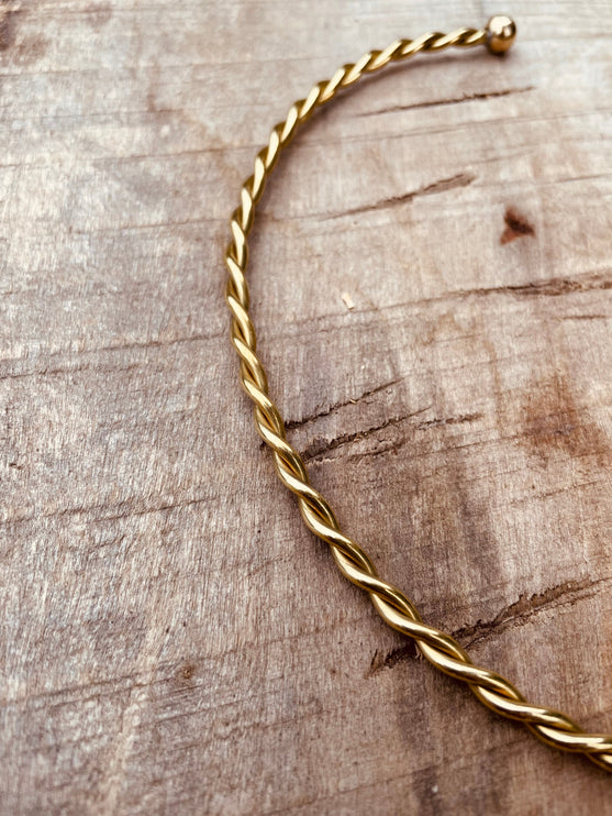 Twisted Choker Brass Necklace / Rustic / Gypsy / Lightweight / Boho / Tribal / Hippie / Rustic / Vegan / Aztec