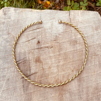 Twisted Choker Brass Necklace / Rustic / Gypsy / Lightweight / Boho / Tribal / Hippie / Rustic / Vegan / Aztec