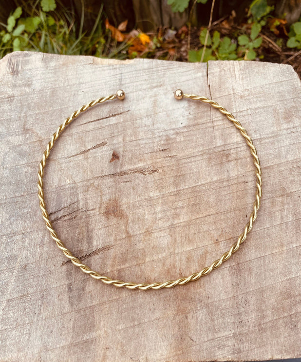 Twisted Choker Brass Necklace / Rustic / Gypsy / Lightweight / Boho / Tribal / Hippie / Rustic / Vegan / Aztec