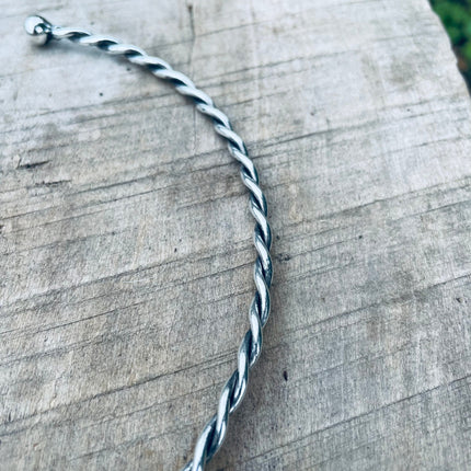 Twisted Choker Silver Necklace / Rustic / Gypsy / Lightweight / Boho / Tribal / Hippie / Rustic / Vegan / Aztec