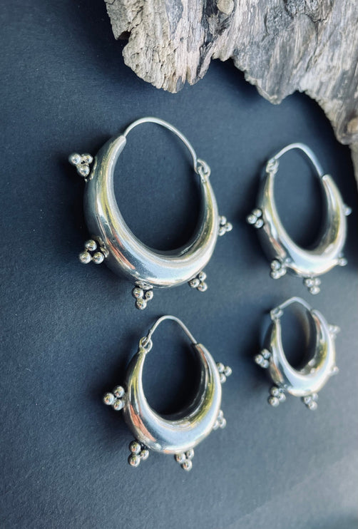 Silver Chunky Hoop Earrings / Ethnic / Rustic / Bohemian / Gold / Gypsy / Spiral / Hippie / Chunky / Festival / style