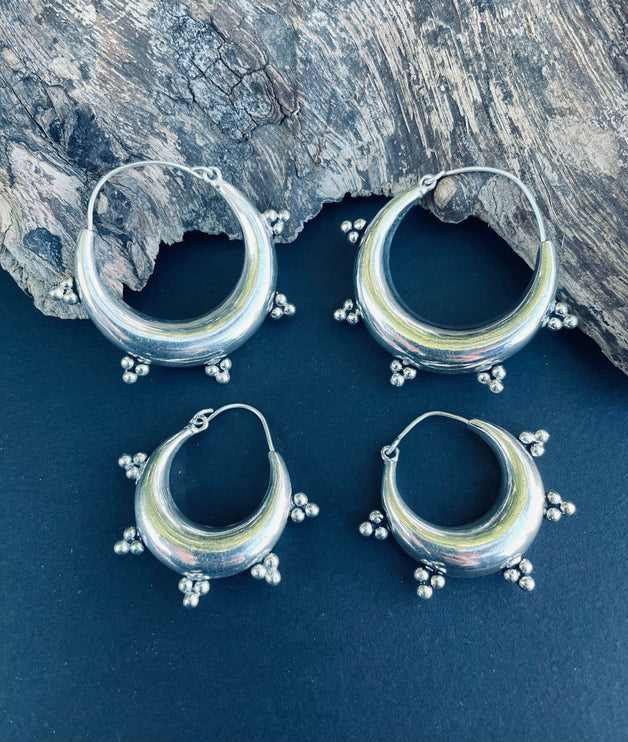 Silver Chunky Hoop Earrings / Ethnic / Rustic / Bohemian / Gold / Gypsy / Spiral / Hippie / Chunky / Festival / style