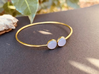 Gold Bracelet & Rose Quartz / Brass / Adjustable / Spiral / Ethnic / Rustic / Bohemian / Boho / 