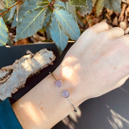 Silver Rose Quartz Bracelet / Minimalist / Rustic / Bohemian / Hippie / Gypsy / Psy / Chic / Jewellery / Body / Adjustable