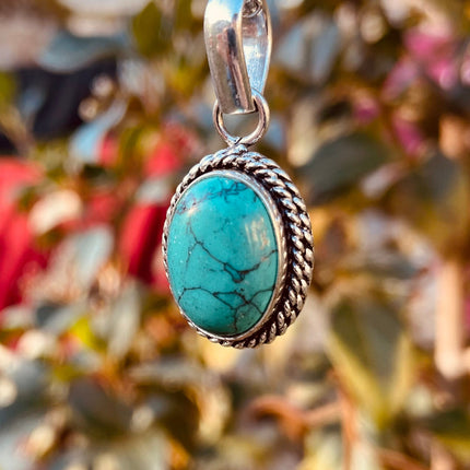 Turquoise Silver Necklace / Simple / Classic / Hypoallergenic / Boho / Crystal Jewelery / Ethnic / Hypoallergenic / Illuminati