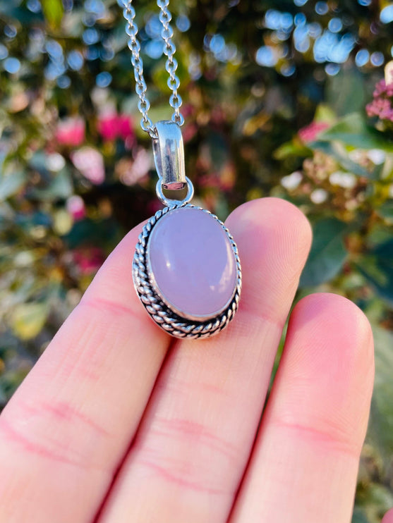 Rose Quartz Silver Necklace / Simple / Classic / Hypoallergenic / Boho / Crystal Jewelery / Ethnic / Hypoallergenic / Illuminati