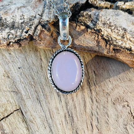 Rose Quartz Silver Necklace / Simple / Classic / Hypoallergenic / Boho / Crystal Jewelery / Ethnic / Hypoallergenic / Illuminati