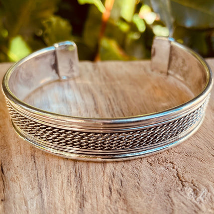 Silver Cuff Bracelet / Unisex / Boho / Ethnic / Rustic / Bohemian / Hippie / Gypsy / Jewellery / Adjustable