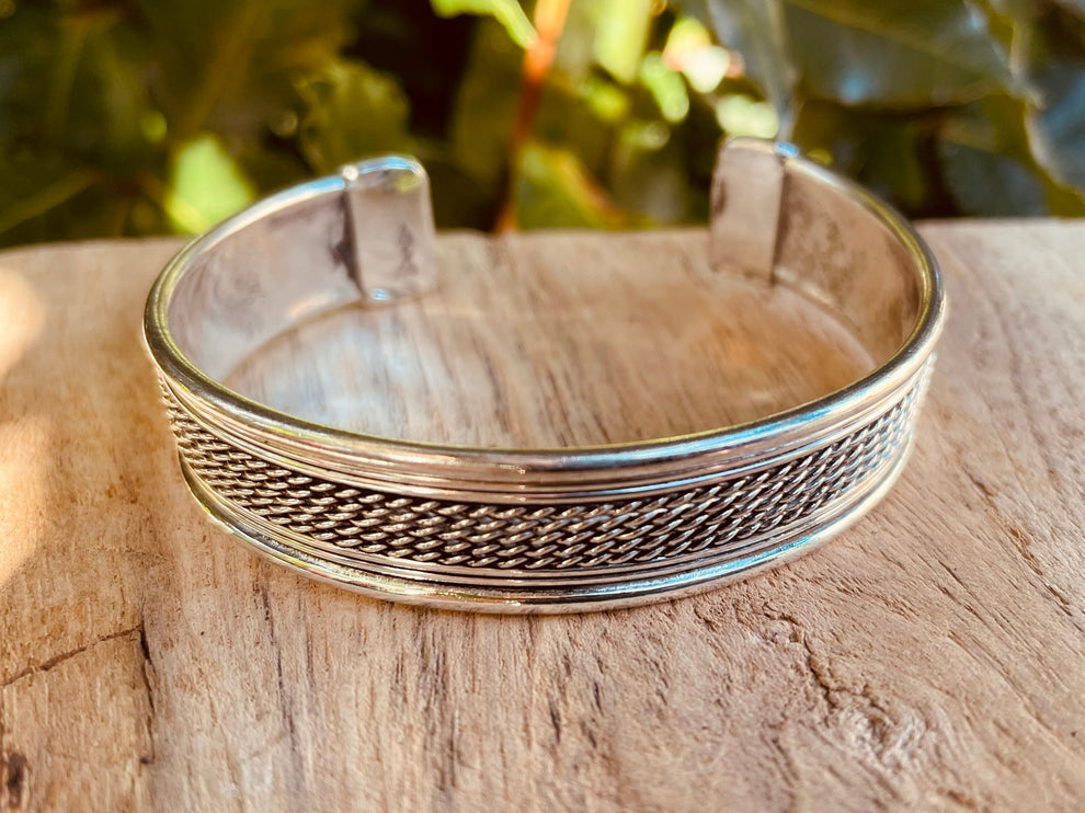 Silver Cuff Bracelet / Unisex / Boho / Ethnic / Rustic / Bohemian / Hippie / Gypsy / Jewellery / Adjustable