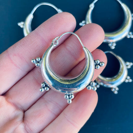 Silver Chunky Hoop Earrings / Ethnic / Rustic / Bohemian / Gold / Gypsy / Spiral / Hippie / Chunky / Festival / style