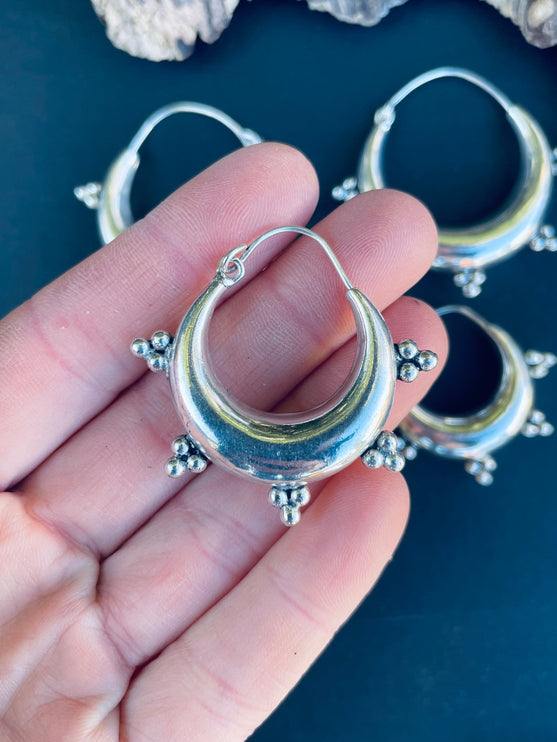 Silver Chunky Hoop Earrings / Ethnic / Rustic / Bohemian / Gold / Gypsy / Spiral / Hippie / Chunky / Festival / style