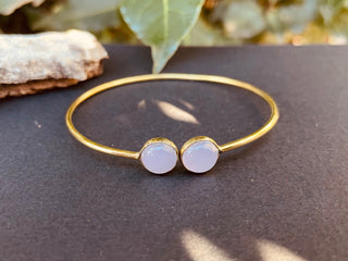 Gold Bracelet & Rose Quartz / Brass / Adjustable / Spiral / Ethnic / Rustic / Bohemian / Boho / 