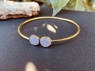 Gold Bracelet & Rose Quartz / Brass / Adjustable / Spiral / Ethnic / Rustic / Bohemian / Boho / 