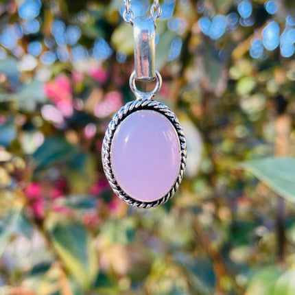 Rose Quartz Silver Necklace / Simple / Classic / Hypoallergenic / Boho / Crystal Jewelery / Ethnic / Hypoallergenic / Illuminati