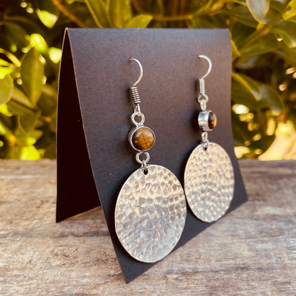Tiger Eye Pendant Earrings Ethnic, rustic, yoga, hippie, gypsy, pretty, psy, bohemian, festival