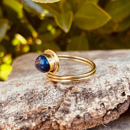 Lapis Lazuli Ring Brass / Adjustable / Boho / Bohemian / Psy / Rustic / Tribal / Gypsy / Festival / Healing / Festival