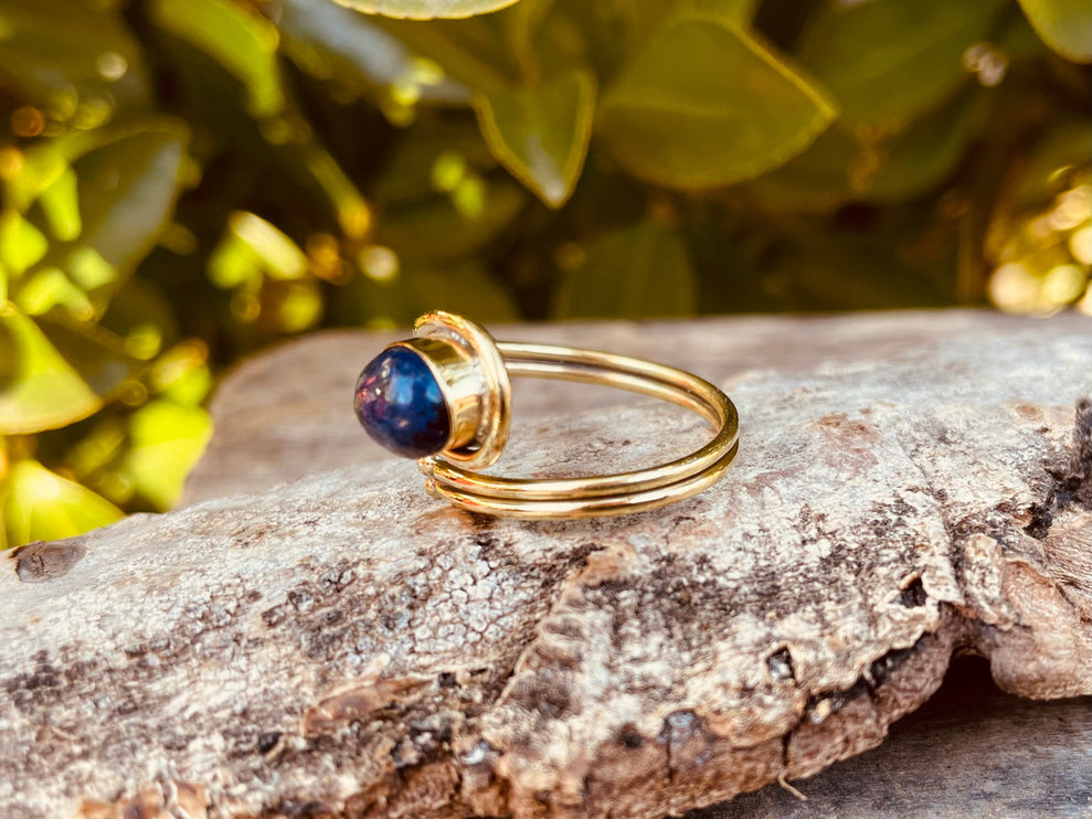 Lapis Lazuli Ring Brass / Adjustable / Boho / Bohemian / Psy / Rustic / Tribal / Gypsy / Festival / Healing / Festival