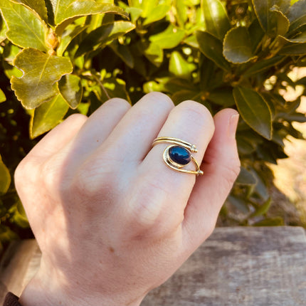 Lapis Lazuli Ring Brass / Adjustable / Boho / Bohemian / Psy / Rustic / Tribal / Gypsy / Festival / Healing / Festival