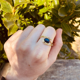 Lapis Lazuli Ring Brass / Adjustable / Boho / Bohemian / Psy / Rustic / Tribal / Gypsy / Festival / Healing / Festival