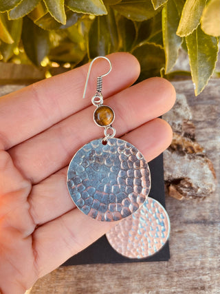 Tiger Eye Pendant Earrings Ethnic, rustic, yoga, hippie, gypsy, pretty, psy, bohemian, festival