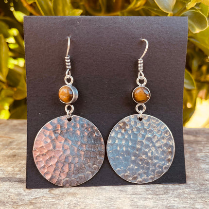 Tiger Eye Pendant Earrings Ethnic, rustic, yoga, hippie, gypsy, pretty, psy, bohemian, festival