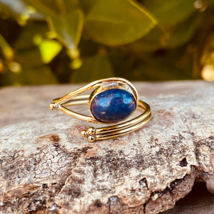 Lapis Lazuli Ring Brass / Adjustable / Boho / Bohemian / Psy / Rustic / Tribal / Gypsy / Festival / Healing / Festival