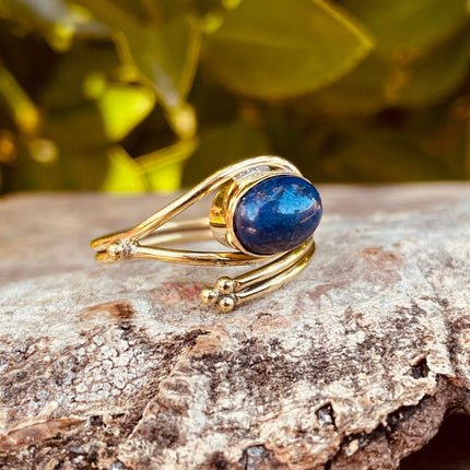 Lapis Lazuli Ring Brass / Adjustable / Boho / Bohemian / Psy / Rustic / Tribal / Gypsy / Festival / Healing / Festival