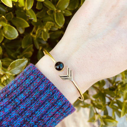 Black Onyx Boho Brass Bracelet / Bangle / Ethnic / Rustic / Bohemian / Hippie / Gypsy / Psy / Adjustable