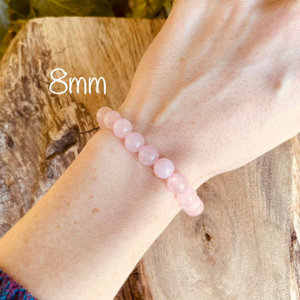 Rose Quartz Stone Bead Bracelet / Gemstone / Crystal / Natural / Chakras / Choose Size / Lithnotherapy / Quartz / Healing / Reiki