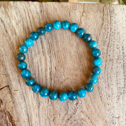 Blue Apatite Stone Bead Bracelet / Gemstone / Crystal / Natural / Chakras / Choose Size / Lithnotherapy / Quartz / Healing / Reiki