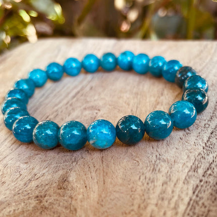 Blue Apatite Stone Bead Bracelet / Gemstone / Crystal / Natural / Chakras / Choose Size / Lithnotherapy / Quartz / Healing / Reiki