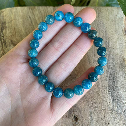 Blue Apatite Stone Bead Bracelet / Gemstone / Crystal / Natural / Chakras / Choose Size / Lithnotherapy / Quartz / Healing / Reiki