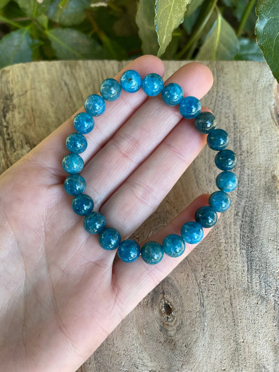 Blue Apatite Stone Bead Bracelet / Gemstone / Crystal / Natural / Chakras / Choose Size / Lithnotherapy / Quartz / Healing / Reiki