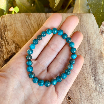 Blue Apatite Stone Bead Bracelet / Gemstone / Crystal / Natural / Chakras / Choose Size / Lithnotherapy / Quartz / Healing / Reiki