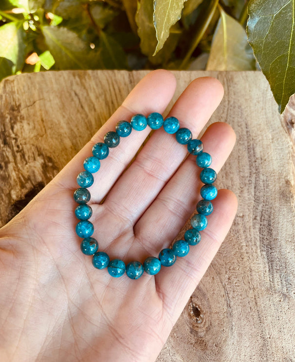 Blue Apatite Stone Bead Bracelet / Gemstone / Crystal / Natural / Chakras / Choose Size / Lithnotherapy / Quartz / Healing / Reiki