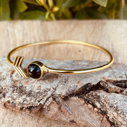 Black Onyx Boho Brass Bracelet / Bangle / Ethnic / Rustic / Bohemian / Hippie / Gypsy / Psy / Adjustable