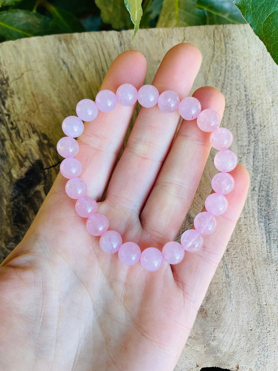 Rose Quartz Stone Bead Bracelet / Gemstone / Crystal / Natural / Chakras / Choose Size / Lithnotherapy / Quartz / Healing / Reiki